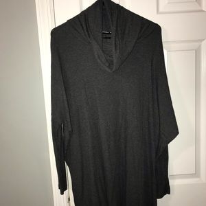 Dark gray turtle neck light material sweater dress